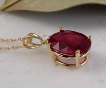 Load image into Gallery viewer, 6.70Ct Natural Red Ruby and Diamond 14K Solid Yellow Gold Necklace