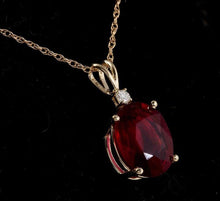 Load image into Gallery viewer, 6.70Ct Natural Red Ruby and Diamond 14K Solid Yellow Gold Necklace