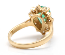 Load image into Gallery viewer, 3.05 Carats Natural Emerald and Diamond 14K Solid Yellow Gold Ring