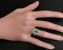 Load image into Gallery viewer, 3.05 Carats Natural Emerald and Diamond 14K Solid Yellow Gold Ring
