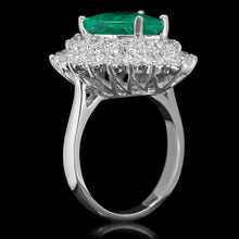 Load image into Gallery viewer, 7.40 Carats Natural Emerald and Diamond 14K Solid White Gold Ring