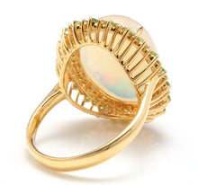 Load image into Gallery viewer, 8.55 Carats Natural Impressive Ethiopian Opal, Tsavorite and Diamond 14K Solid Yellow Gold Ring