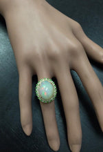 Load image into Gallery viewer, 8.55 Carats Natural Impressive Ethiopian Opal, Tsavorite and Diamond 14K Solid Yellow Gold Ring