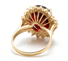 Load image into Gallery viewer, 9.95 Carats Impressive Red Garnet and Natural Diamond 14K Yellow Gold Ring