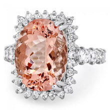 Load image into Gallery viewer, 10.50 Carats Impressive Natural Morganite and Diamond 14K Solid White Gold Ring