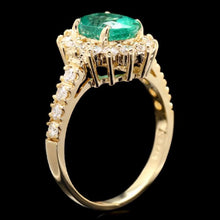 Load image into Gallery viewer, 2.50 Carats Natural Emerald and Diamond 14K Solid Yellow Gold Ring