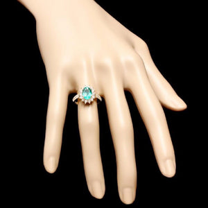 2.50 Carats Natural Emerald and Diamond 14K Solid Yellow Gold Ring