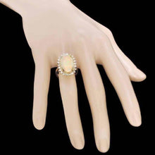 Load image into Gallery viewer, 7.00 Carats Natural Impressive Australian Opal and Diamond 14K Solid Yellow Gold Ring