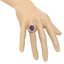 Load image into Gallery viewer, 6.00 Carats Natural Amethyst and Diamond 14K Solid Rose Gold Ring