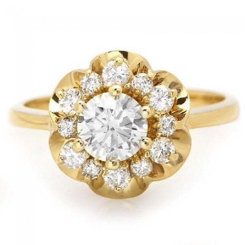 Splendid 1.15 Carats Natural Diamond 14K Solid Yellow Gold Ring