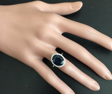 Load image into Gallery viewer, 7.40 Carats Exquisite Natural Blue Sapphire and Diamond 14K Solid White Gold Ring