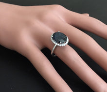Load image into Gallery viewer, 7.40 Carats Exquisite Natural Blue Sapphire and Diamond 14K Solid White Gold Ring