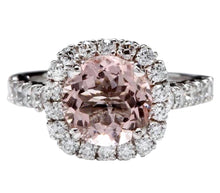 Load image into Gallery viewer, 3.65 Carats Exquisite Natural Morganite and Diamond 14K Solid White Gold Ring
