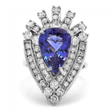 Load image into Gallery viewer, 7.20 Carats Natural Very Nice Looking Tanzanite and Diamond 14K Solid White Gold Ring