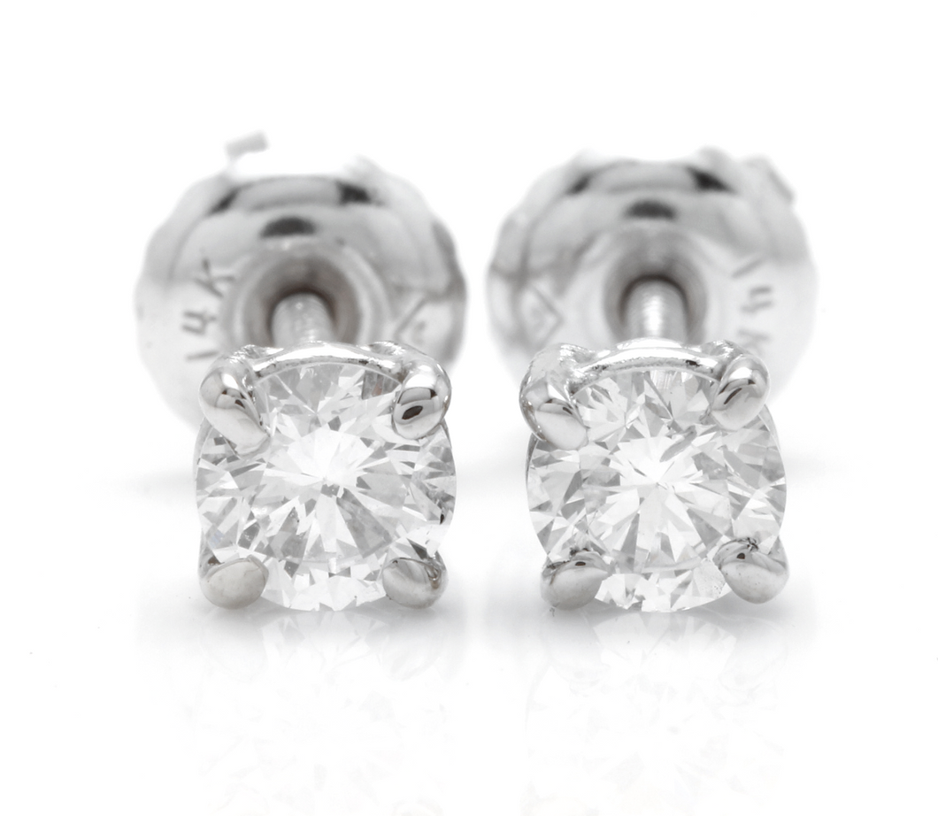 Exquisite 0.40 Carats Natural Diamond 14K Solid White Gold Stud Earrings