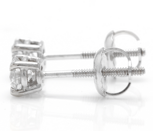 Exquisite 0.50 Carats Natural Diamond 14K Solid White Gold Stud Earrings