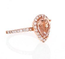 Load image into Gallery viewer, 3.70 Carats Exquisite Natural Morganite and Diamond 14K Solid Rose Gold Ring