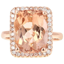 Load image into Gallery viewer, 8.50 Carats Natural Morganite and Diamond 14K Solid Rose Gold Ring