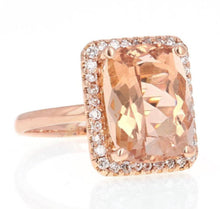 Load image into Gallery viewer, 8.50 Carats Natural Morganite and Diamond 14K Solid Rose Gold Ring