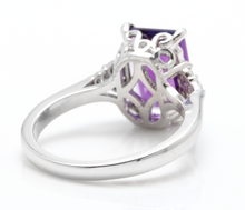 Load image into Gallery viewer, 4.15 Carats Natural Amethyst and Diamond 14K Solid White Gold Ring