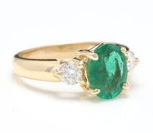 Load image into Gallery viewer, 2.16 Carats Natural Emerald and Diamond 14K Solid Yellow Gold Ring