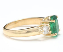 Load image into Gallery viewer, 2.16 Carats Natural Emerald and Diamond 14K Solid Yellow Gold Ring