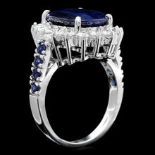 Load image into Gallery viewer, 8.30ct Natural Blue Sapphire &amp; Diamond 14k Solid White Gold Ring