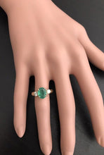 Load image into Gallery viewer, 2.16 Carats Natural Emerald and Diamond 14K Solid Yellow Gold Ring