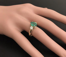 Load image into Gallery viewer, 2.16 Carats Natural Emerald and Diamond 14K Solid Yellow Gold Ring