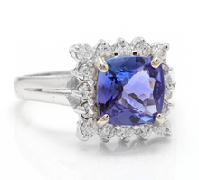 Load image into Gallery viewer, 3.00 Carats Natural Very Nice Looking Tanzanite and Diamond 14K Solid White Gold Ring