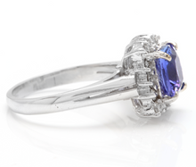 Load image into Gallery viewer, 3.00 Carats Natural Very Nice Looking Tanzanite and Diamond 14K Solid White Gold Ring