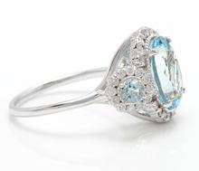 Load image into Gallery viewer, 6.90 Carats Exquisite Natural Aquamarine and Diamond 14K Solid White Gold Ring