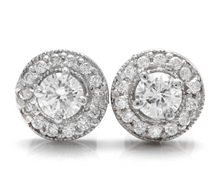 Load image into Gallery viewer, Exquisite 0.85 Carats Natural Diamond 14K Solid White Gold Stud Earrings