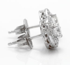 Exquisite 0.85 Carats Natural Diamond 14K Solid White Gold Stud Earrings