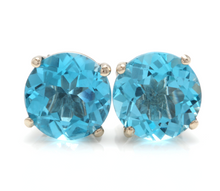 Load image into Gallery viewer, Exquisite Top Quality 4.50 Carats Natural Swiss Blue Topaz 14K Solid White Gold Stud Earrings