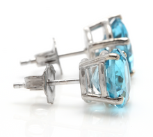 Load image into Gallery viewer, Exquisite Top Quality 4.50 Carats Natural Swiss Blue Topaz 14K Solid White Gold Stud Earrings