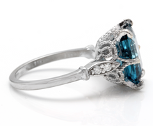 Load image into Gallery viewer, 3.78 Carats Natural Impressive London Blue Topaz and Diamond 14K White Gold Ring