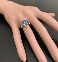 Load image into Gallery viewer, 3.78 Carats Natural Impressive London Blue Topaz and Diamond 14K White Gold Ring