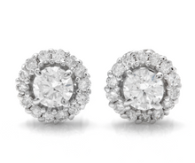 Load image into Gallery viewer, Exquisite 0.80 Carats Natural Diamond 14K Solid White Gold Stud Earrings