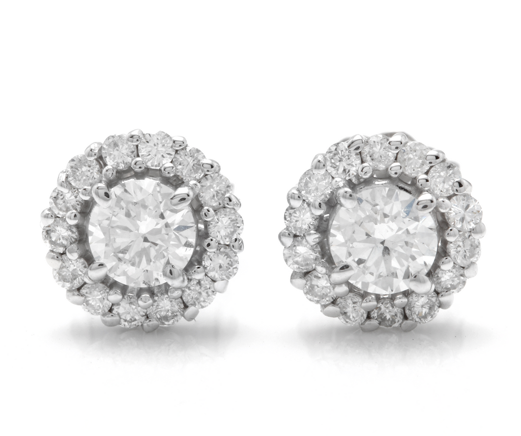 Exquisite 0.80 Carats Natural Diamond 14K Solid White Gold Stud Earrings