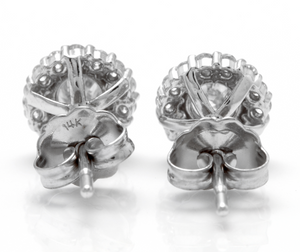 Exquisite 0.80 Carats Natural Diamond 14K Solid White Gold Stud Earrings