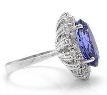 Load image into Gallery viewer, 10.50 Carats Natural Very Nice Looking Tanzanite and Diamond 14K Solid White Gold Ring