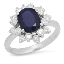Load image into Gallery viewer, 3.30 Carats Exquisite Natural Blue Sapphire and Diamond 14K Solid White Gold Ring