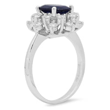 Load image into Gallery viewer, 3.30 Carats Exquisite Natural Blue Sapphire and Diamond 14K Solid White Gold Ring