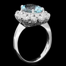 Load image into Gallery viewer, 4.10 Carats Impressive Natural Aquamarine and Diamond 14K Solid White Gold Ring