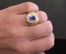 Load image into Gallery viewer, 5.10 Carats Natural Tanzanite and Diamond 14K Solid Yellow Gold Men&#39;s Ring