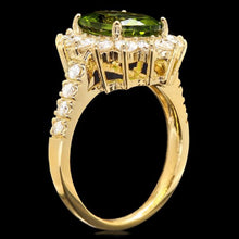 Load image into Gallery viewer, 5.15 Carats Impressive Natural Peridot and Diamond 14K Yellow Gold Ring