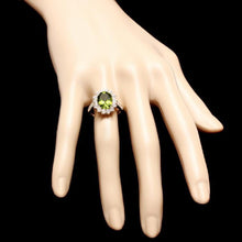 Load image into Gallery viewer, 5.15 Carats Impressive Natural Peridot and Diamond 14K Yellow Gold Ring