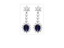 Load image into Gallery viewer, Exquisite 5.50 Carats Natural Sapphire and Diamond 14K Solid White Gold Earrings
