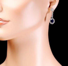Load image into Gallery viewer, Exquisite 5.50 Carats Natural Sapphire and Diamond 14K Solid White Gold Earrings